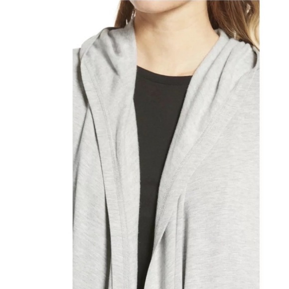 NWT Splendid Open Front High Low Hooded Cardigan XS Gray Lightweight - Picture 4 of 6